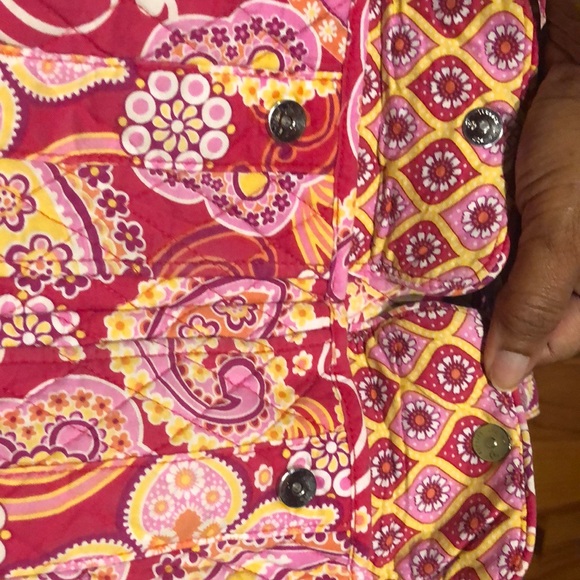 Vera Bradley purse with red pink orange yellow and white. Measures 14x11x3 - Picture 8 of 8